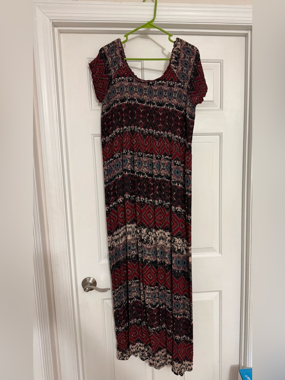 Soft Surroundings Red and Black Patterned Maxi Dress